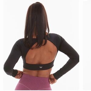 BOGO 🛍️ Lazuli Open Back Black Long Sleeve Crop Top